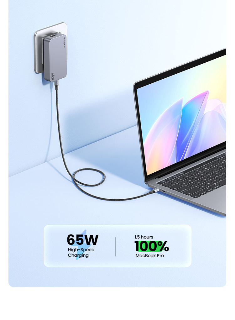 UGREEN GaN 65W Ultra-thin Fast Charger Adapter 3-Port GaN Compact Fast ...