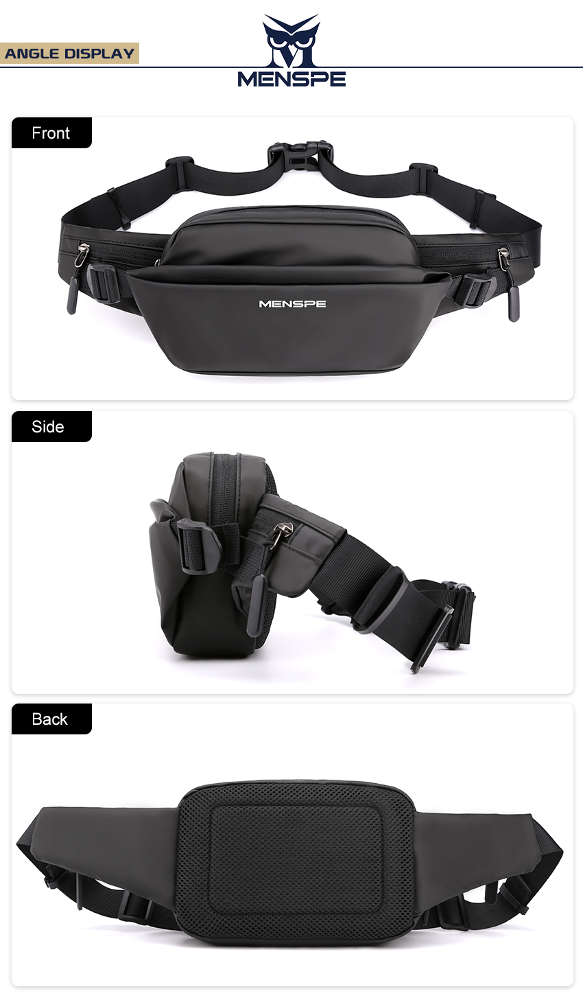 2 Way Zipper Mini Belt Bag For Women, RFID Small Fanny Pack, Womens Fashion Waist Packs Purse With Extender Strap, Nylon Men Crossbody Bum Bags With Key Hook For Traveling