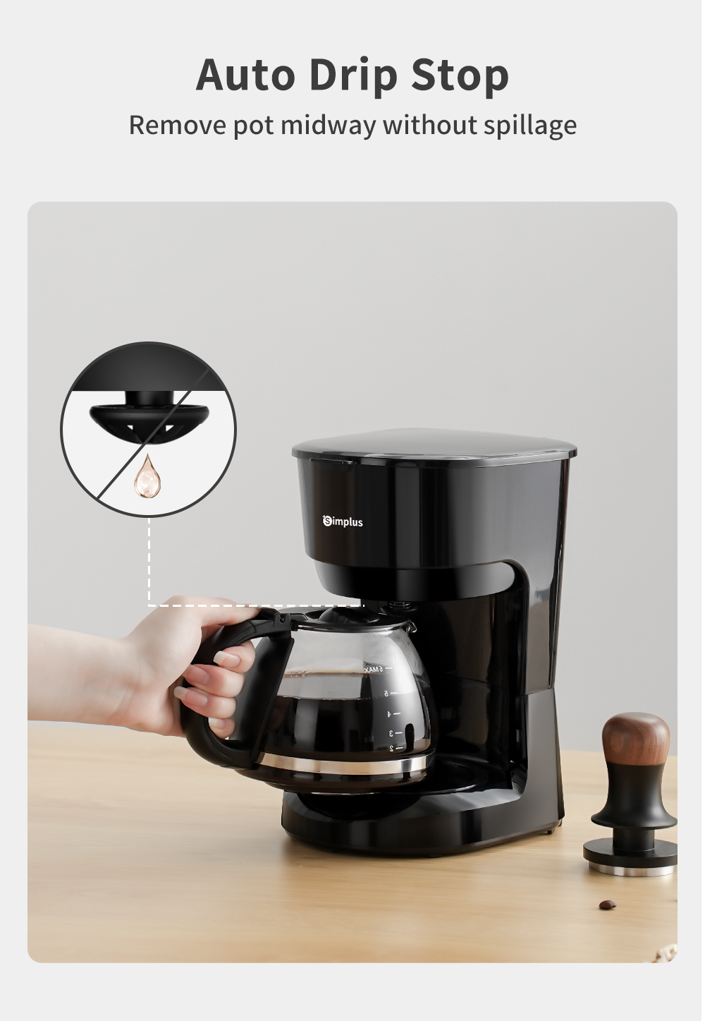 Simplus Drip Coffee Maker Coffee Machine 750ml Large Capacity Brew ...