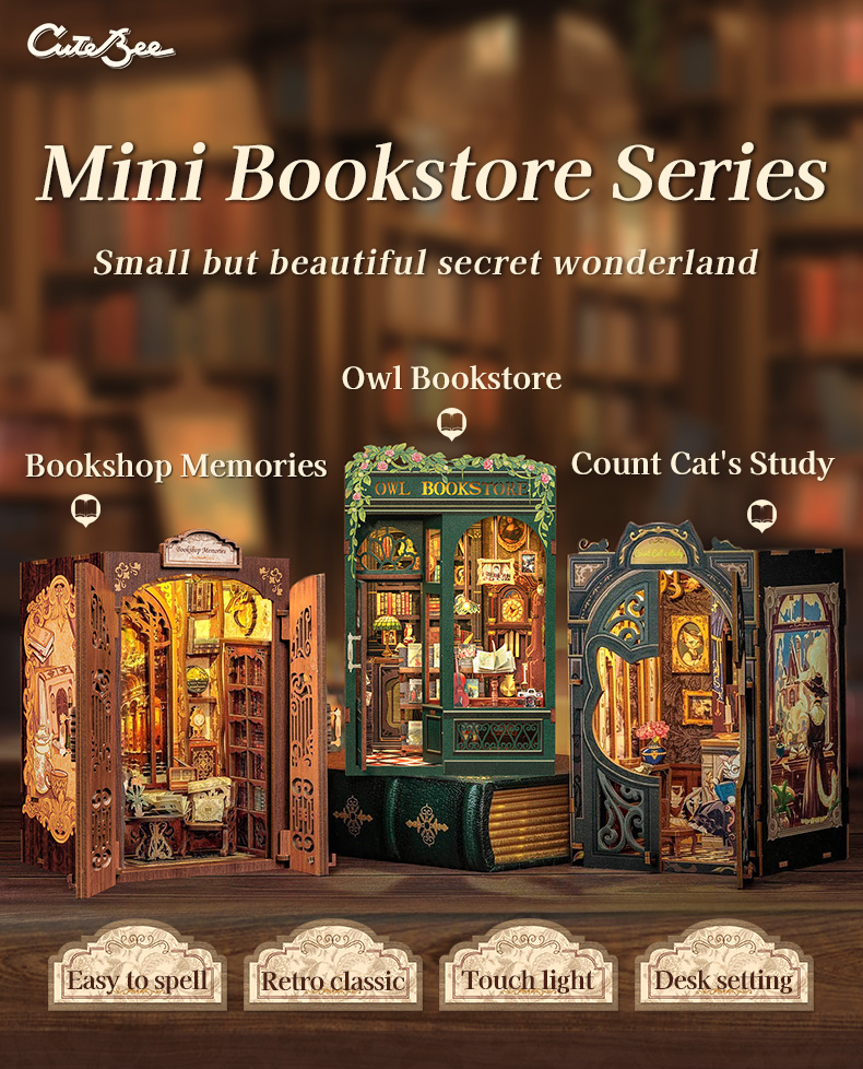 CUTEBEE DIY Miniature House Book Nook Dollhouse 3D Puzzle Model House ...