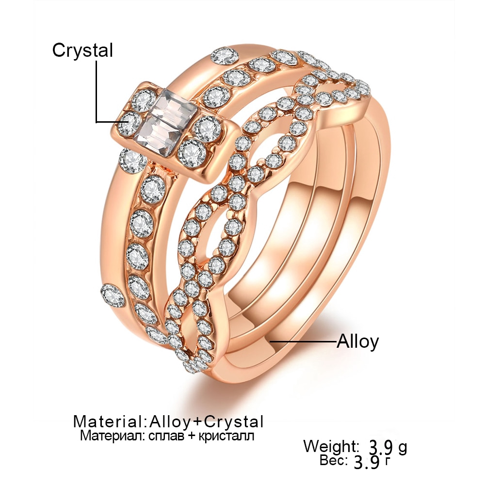 3Pcs/Set Fashion Infinity Rings Set For Women Girls Crystal Twist Ring ...