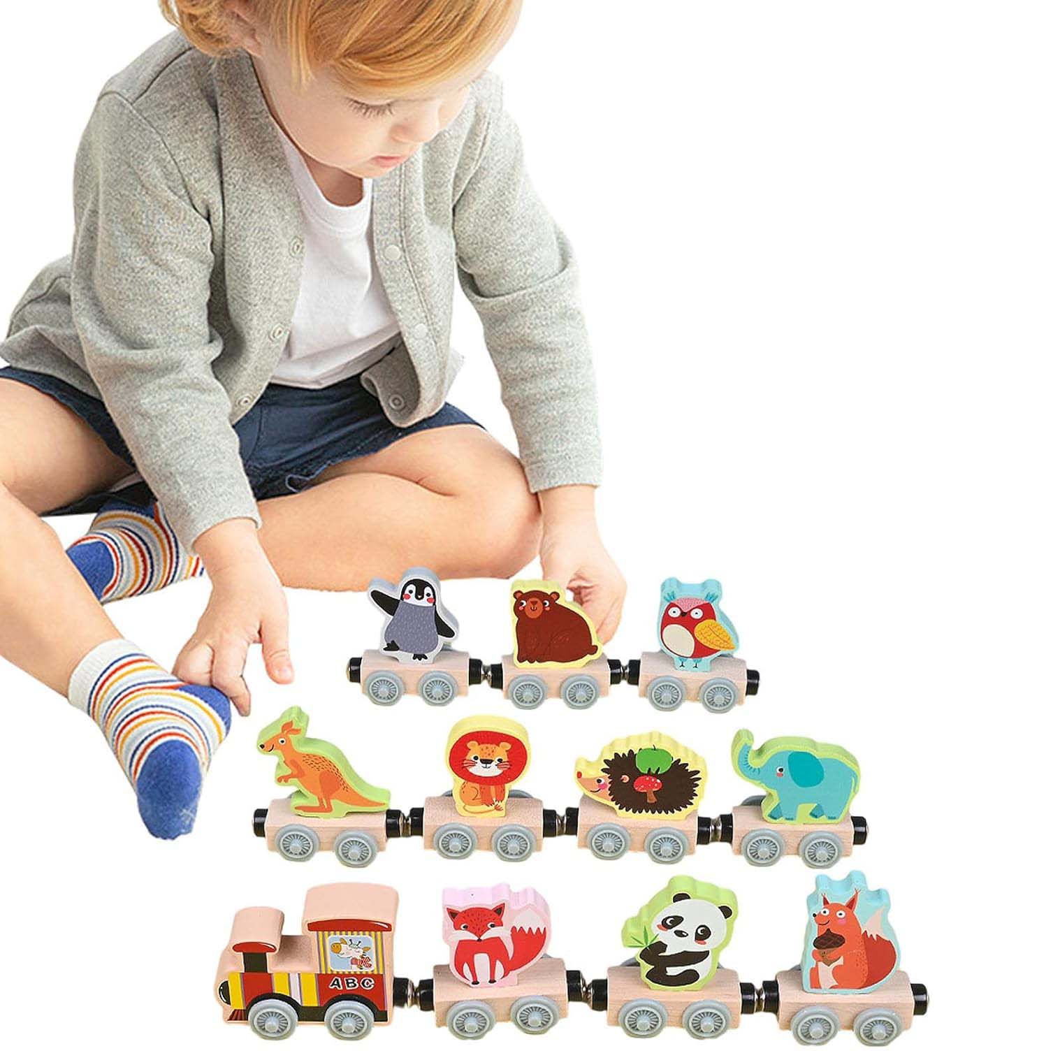 Magnetic Wooden Animals Train Set, Montessori Toys for Toddlers Toys ...