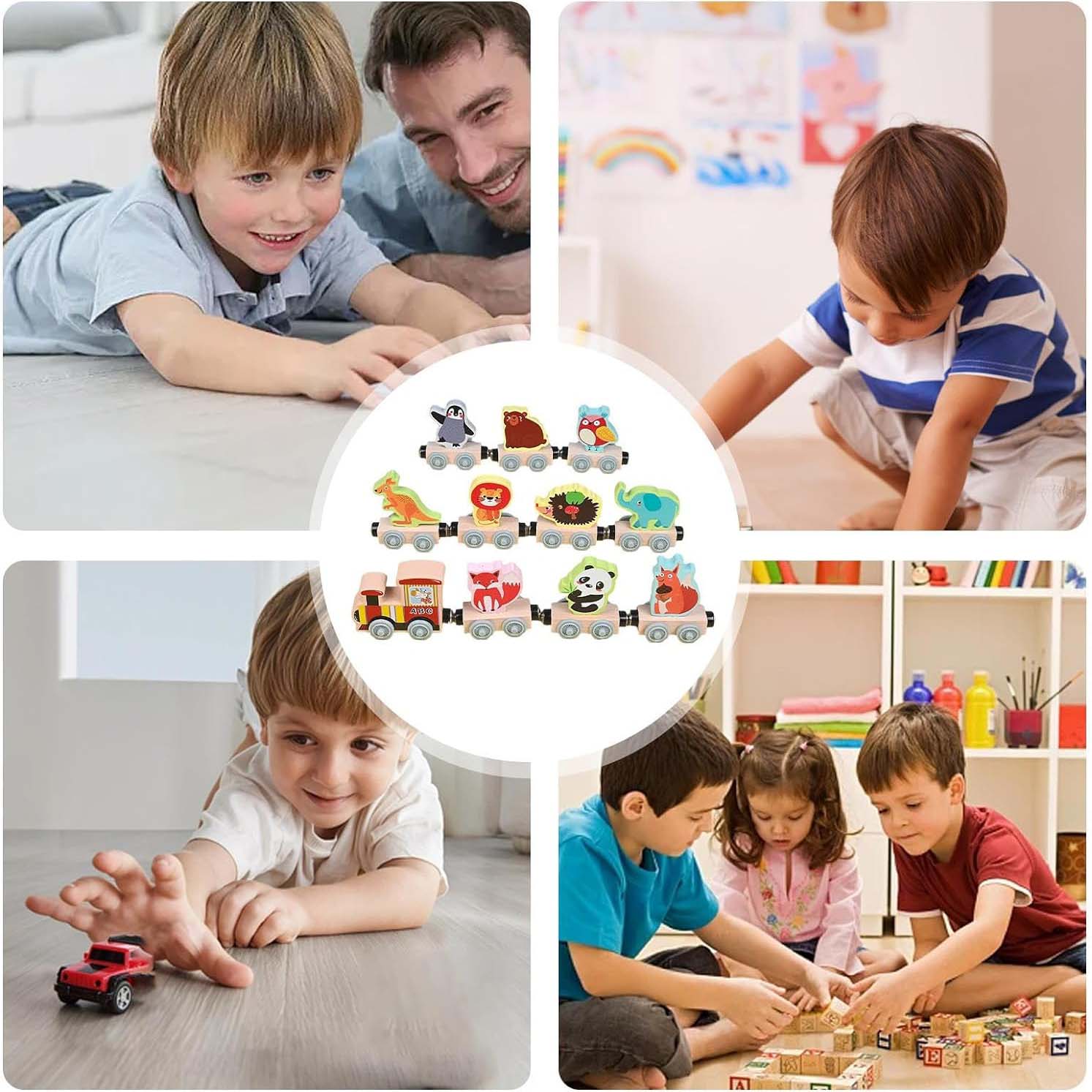 Magnetic Wooden Animals Train Set, Montessori Toys for Toddlers Toys ...
