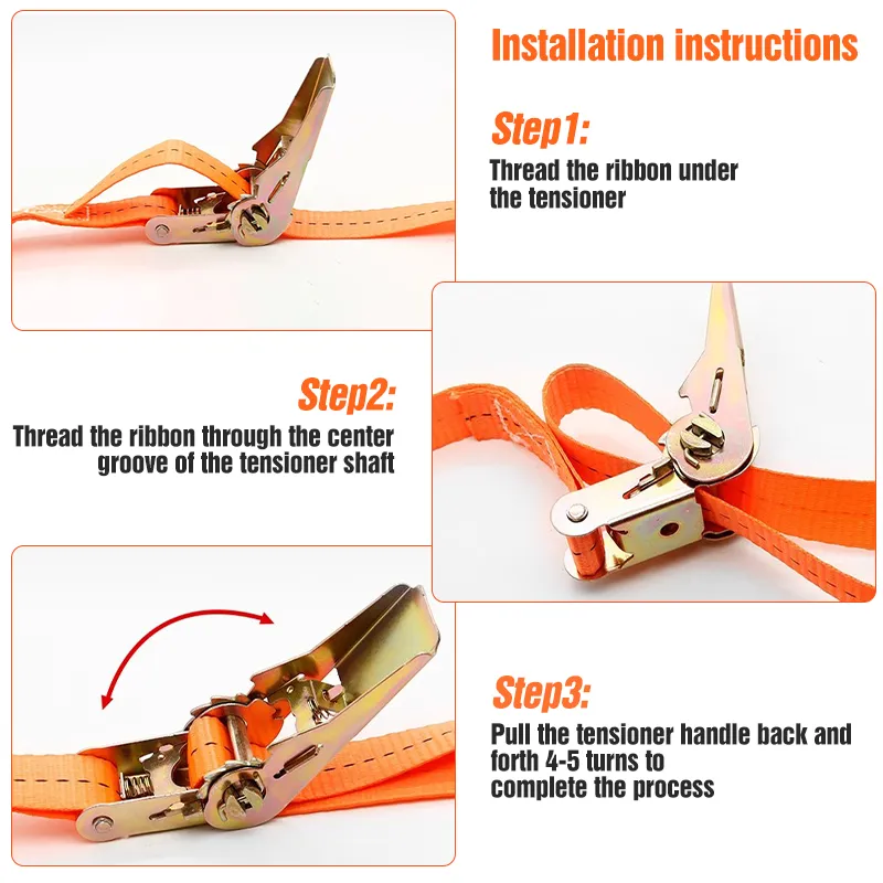 10M/8M/6M /4M Cargo Strap 4cm Heavy Duty Adjustable Ratchet Cargo Tie ...