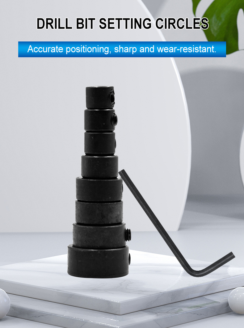 8pcs 316mm Woodworking Drill Locator Drill Bit Depth Stop Collars Ring