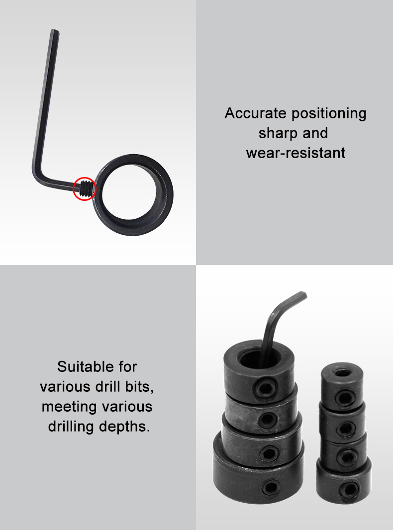 8pcs 316mm Woodworking Drill Locator Drill Bit Depth Stop Collars Ring
