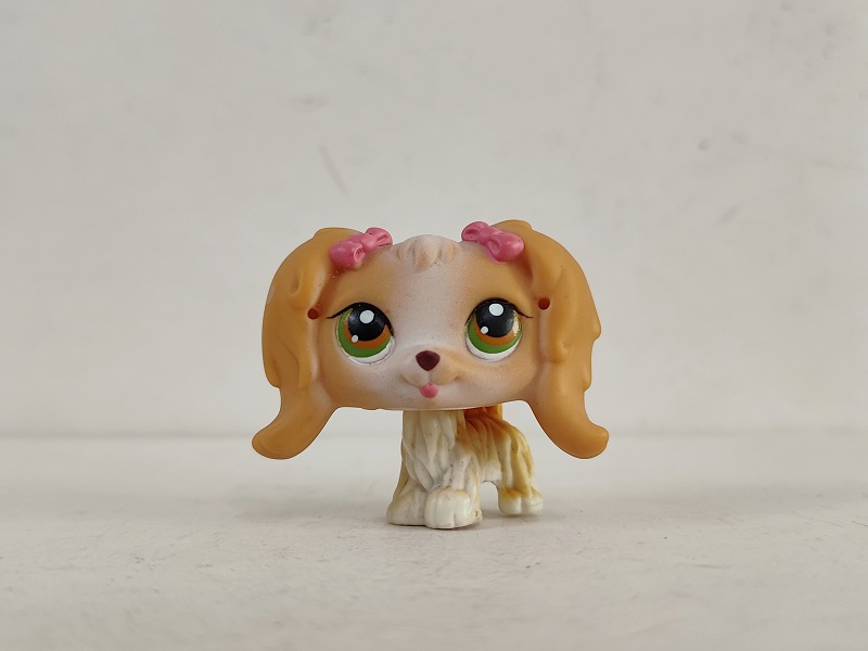 Littlest Pet Shop Toy Yellow Spaniel Cocker Dog Pink Bow #7863 ...