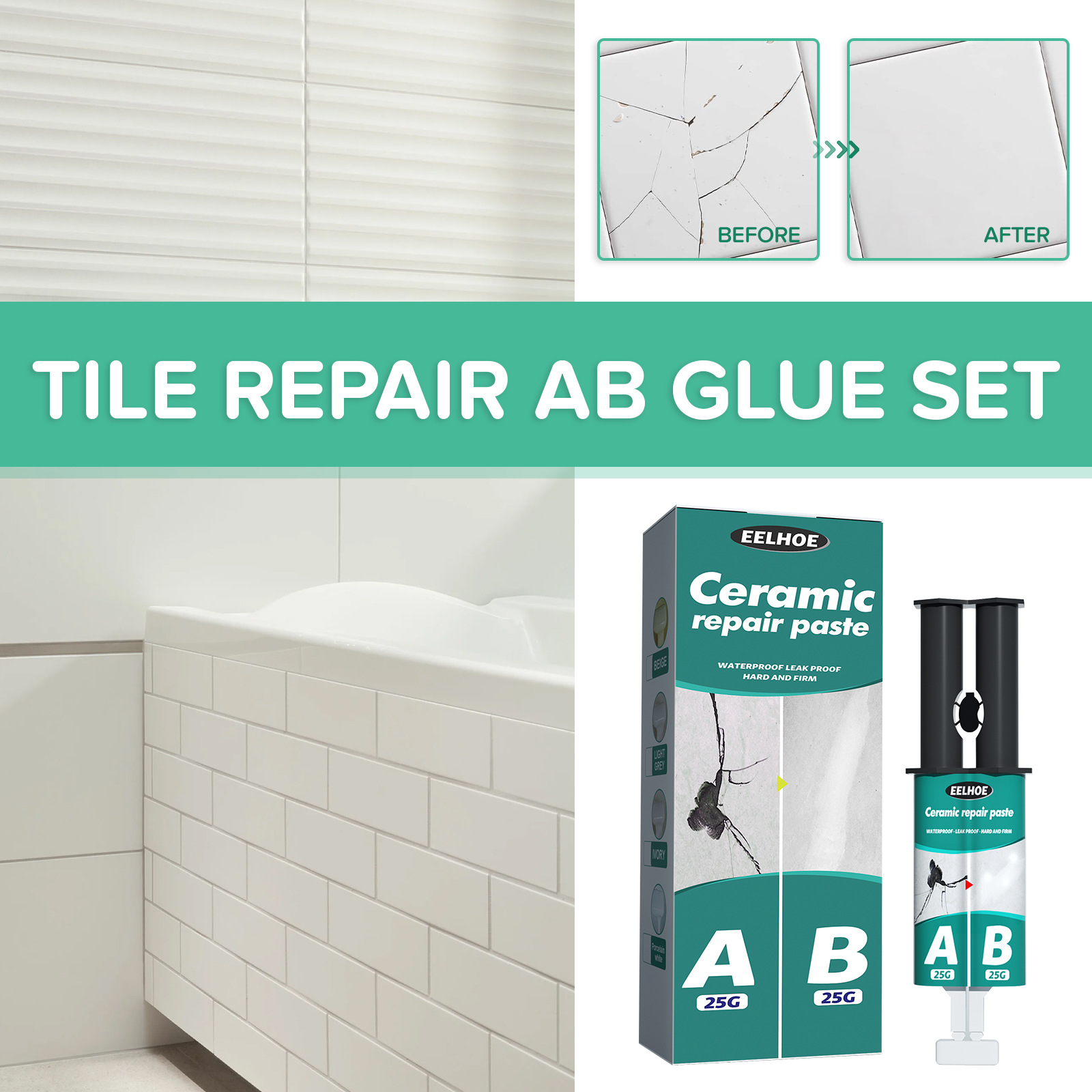 Eelhoe Ceramic Tile Repair Ab Adhesive Set Metal Ceramic Tile Repair