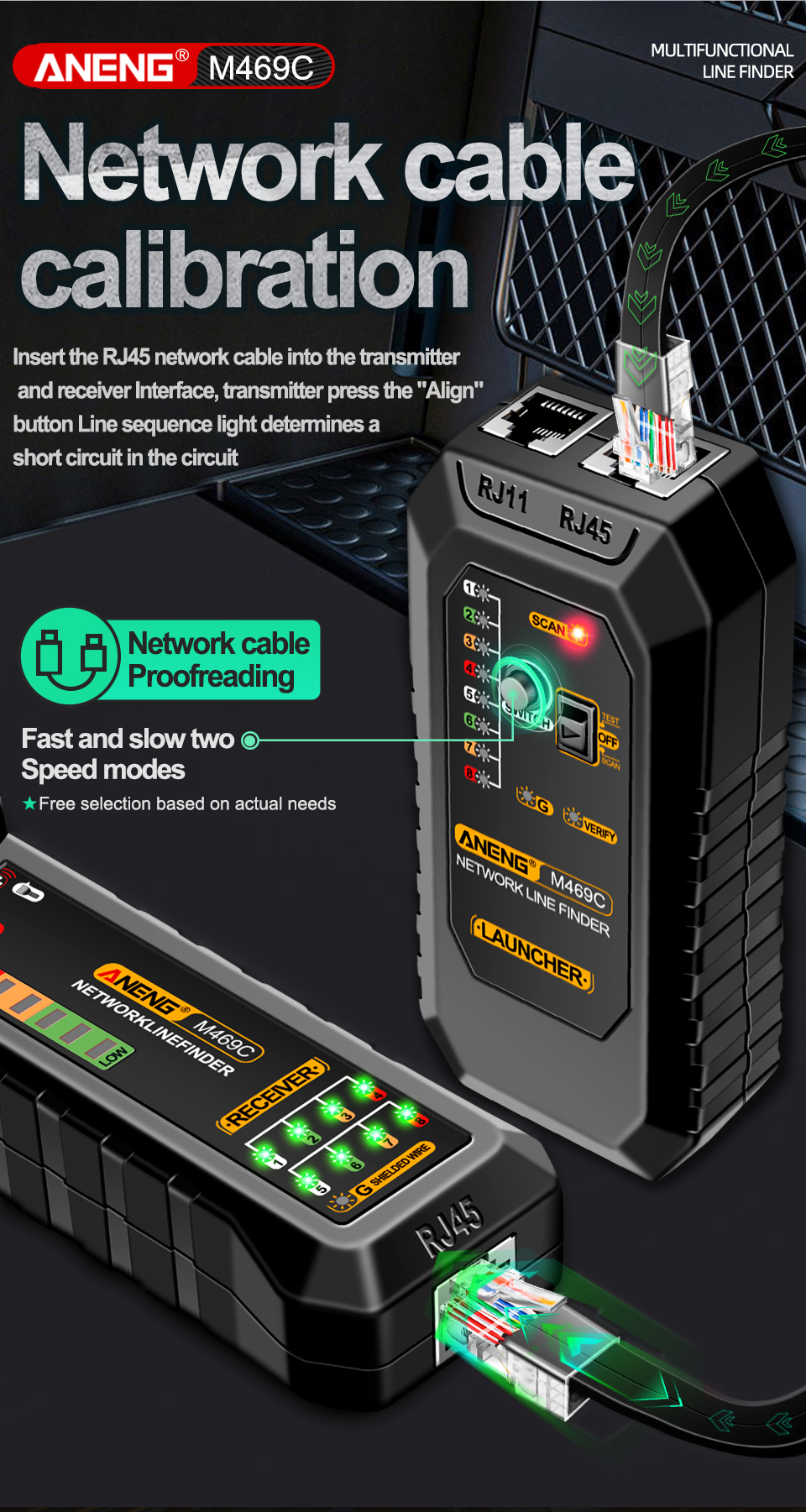 ANENG M469C Multifunction Network Cable Finder RJ45 RJ11 LAN Cable ...
