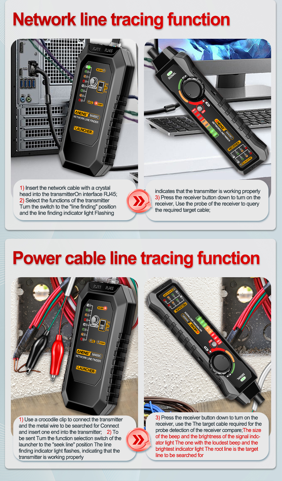 ANENG M469C Multifunction Network Cable Finder RJ45 RJ11 LAN Cable ...