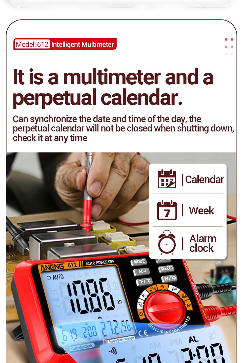 ANENG 612 Smart Multimeter Real-time Power-off Measuring Tester AC/DC ...