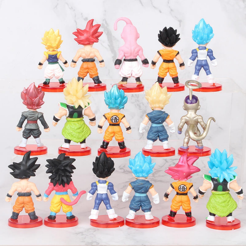 16 Pcs/Pack Dragon Ball 7cm Q Ver. Figure Goku Broly Super Saiyan Buu ...