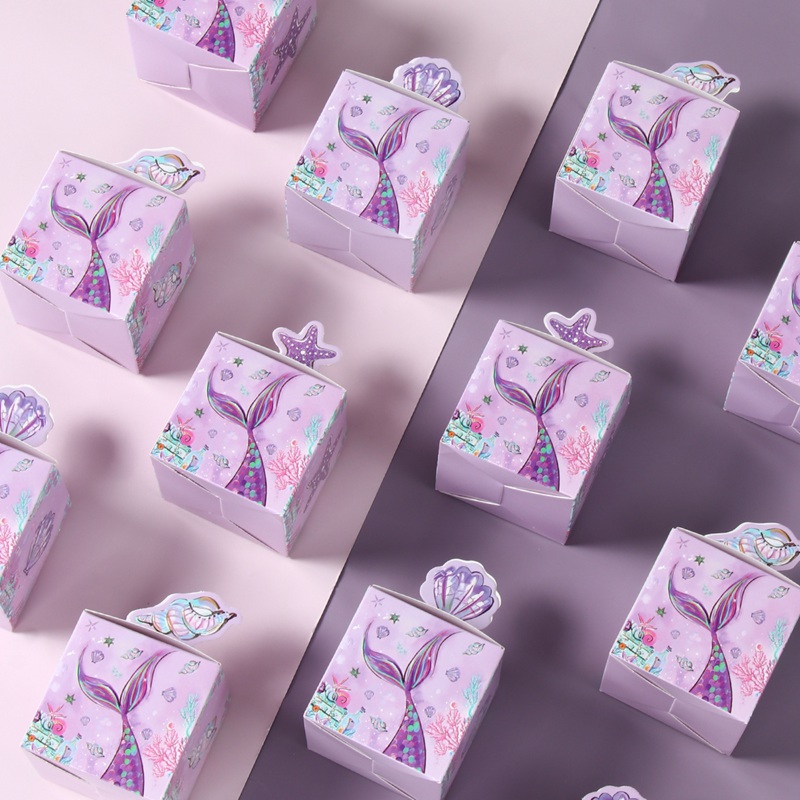 Mermaid Candy Box For Gift Packaging Watercolor Little Mermaid Gift Box ...