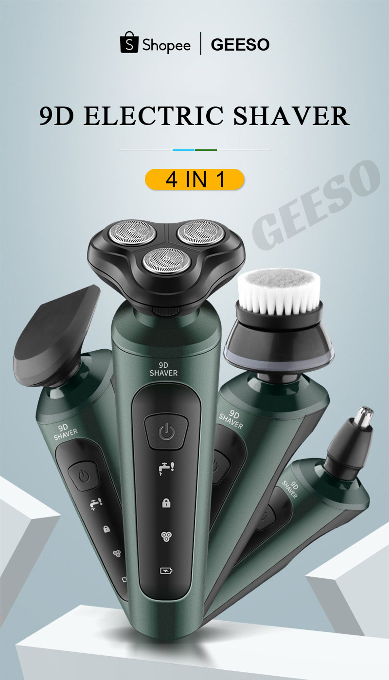 GEESO 4 in 1 Electric Shaver For Men Rechargeable Shaver Portable ...
