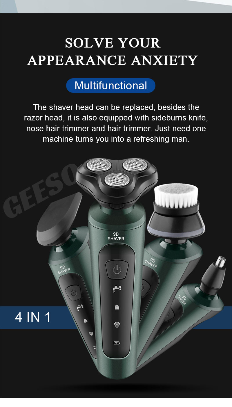 GEESO 4 in 1 Electric Shaver For Men Rechargeable Shaver Portable ...