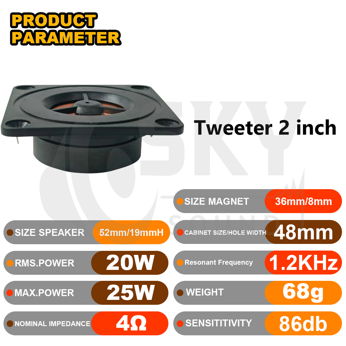SKYSOUND 2 inch 4Ω 20W Tweeter Speaker Car Stereo Car Speaker Audio ...
