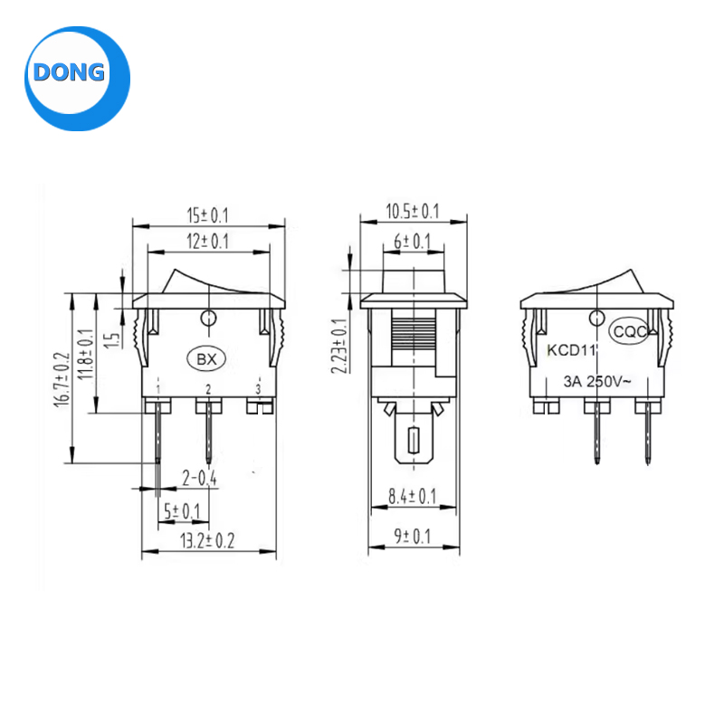 SPST KCD11 2 Pin Miniature Rocker Switch ON-OFF | Shopee Philippines
