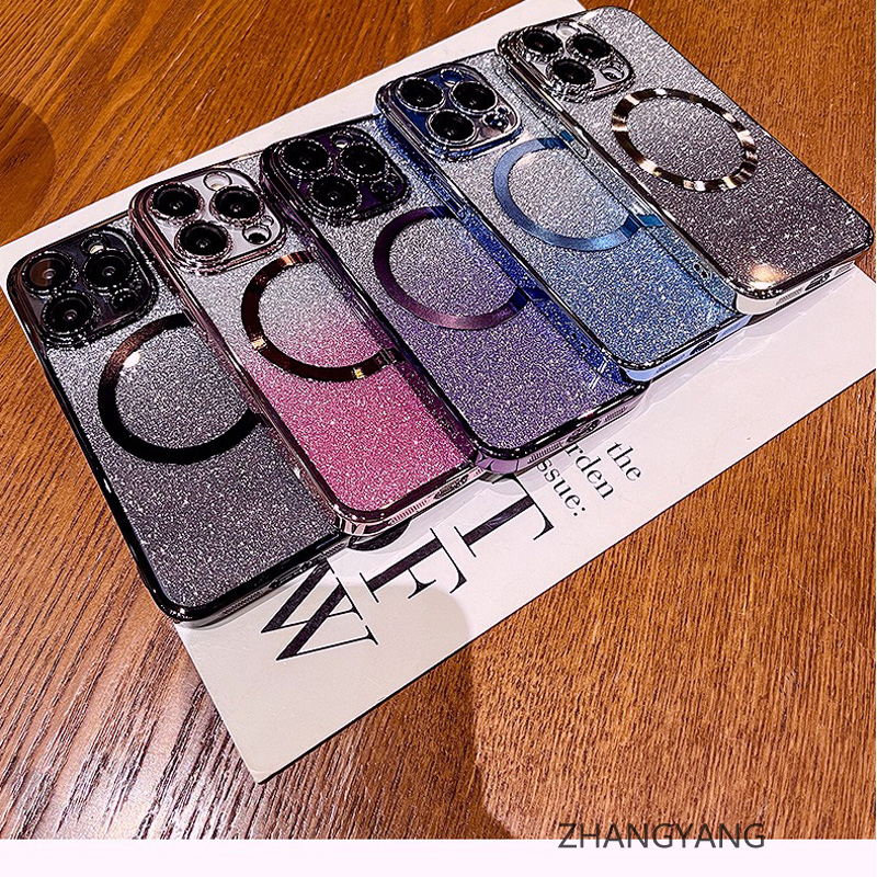 Case For huawei y7a Plating flash phone case with suction