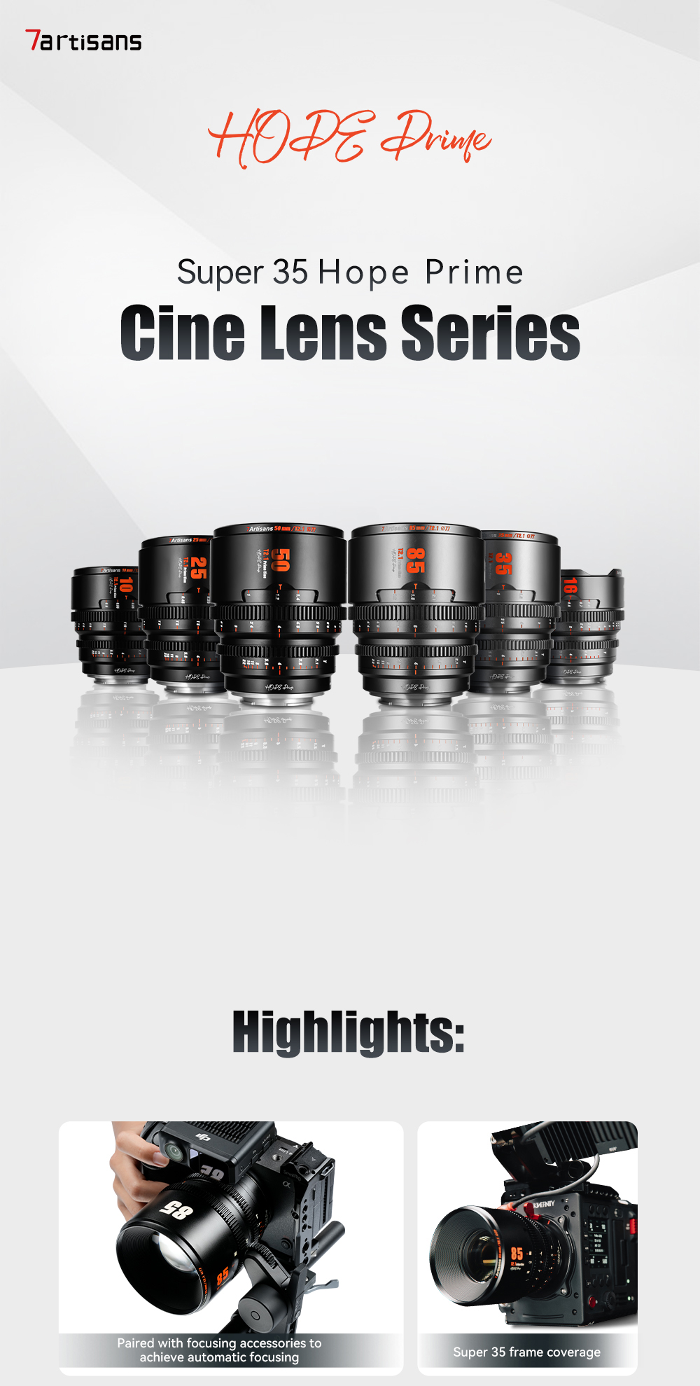 7artisans 35mm T2.1 Hope Series Professional Cinema Lens S35 Frame Mirrorless Cameras Lens Compatible for Fuji X-Mount (Used) | Máy Ảnh Cũ Hà Nội