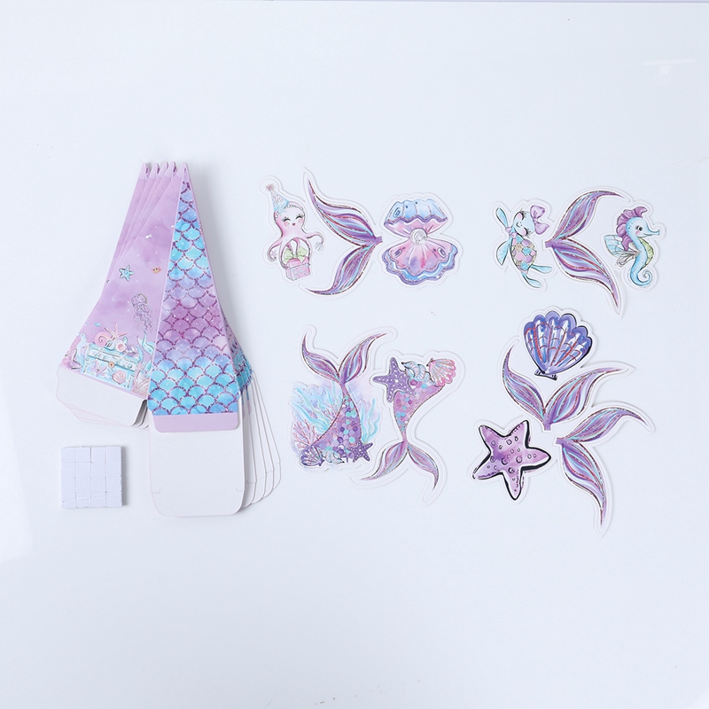 6pcs Mermaid Themed Triangle Box For Birthday Party Gift Decoration ...