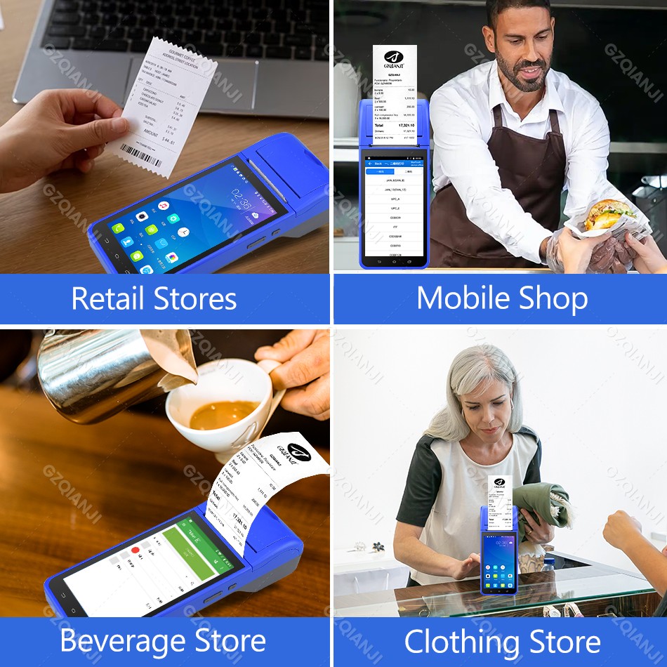 Handheld 4G Android 8.1 PDA POS 58mm Receipt Printer Support SIM card ...