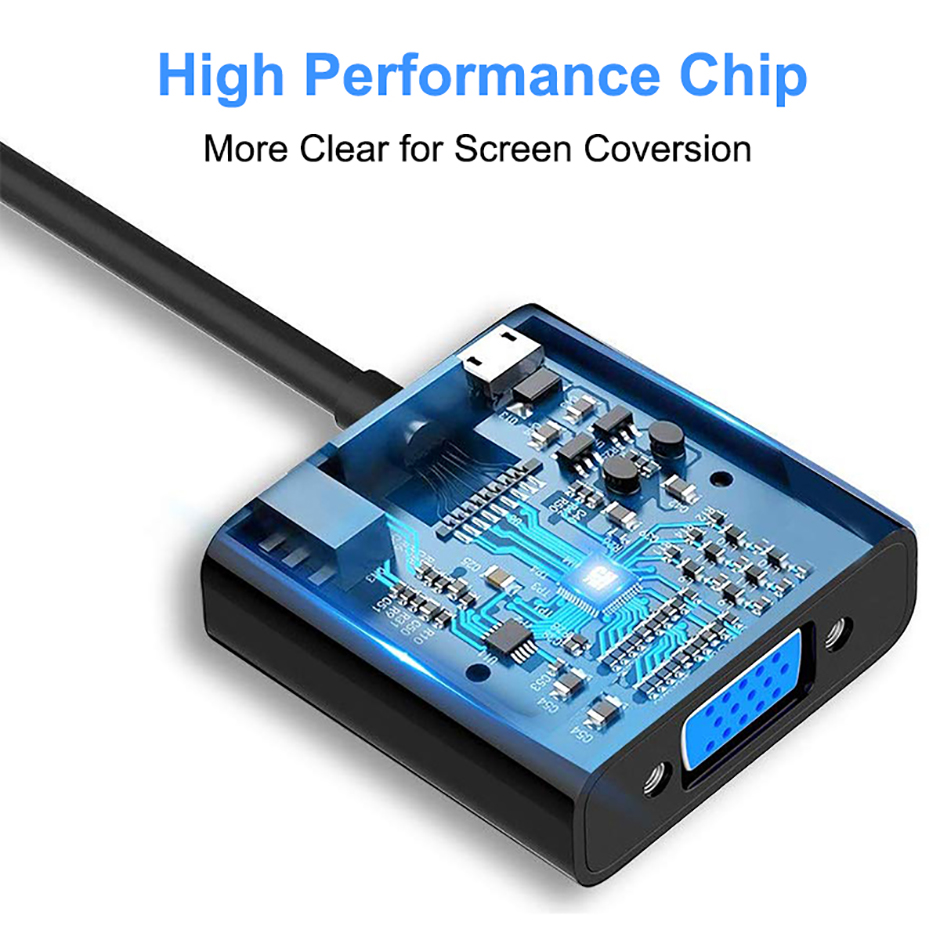 1080P HDMI to VGA Converter with Audio Power Supply HD Cable Adapter ...