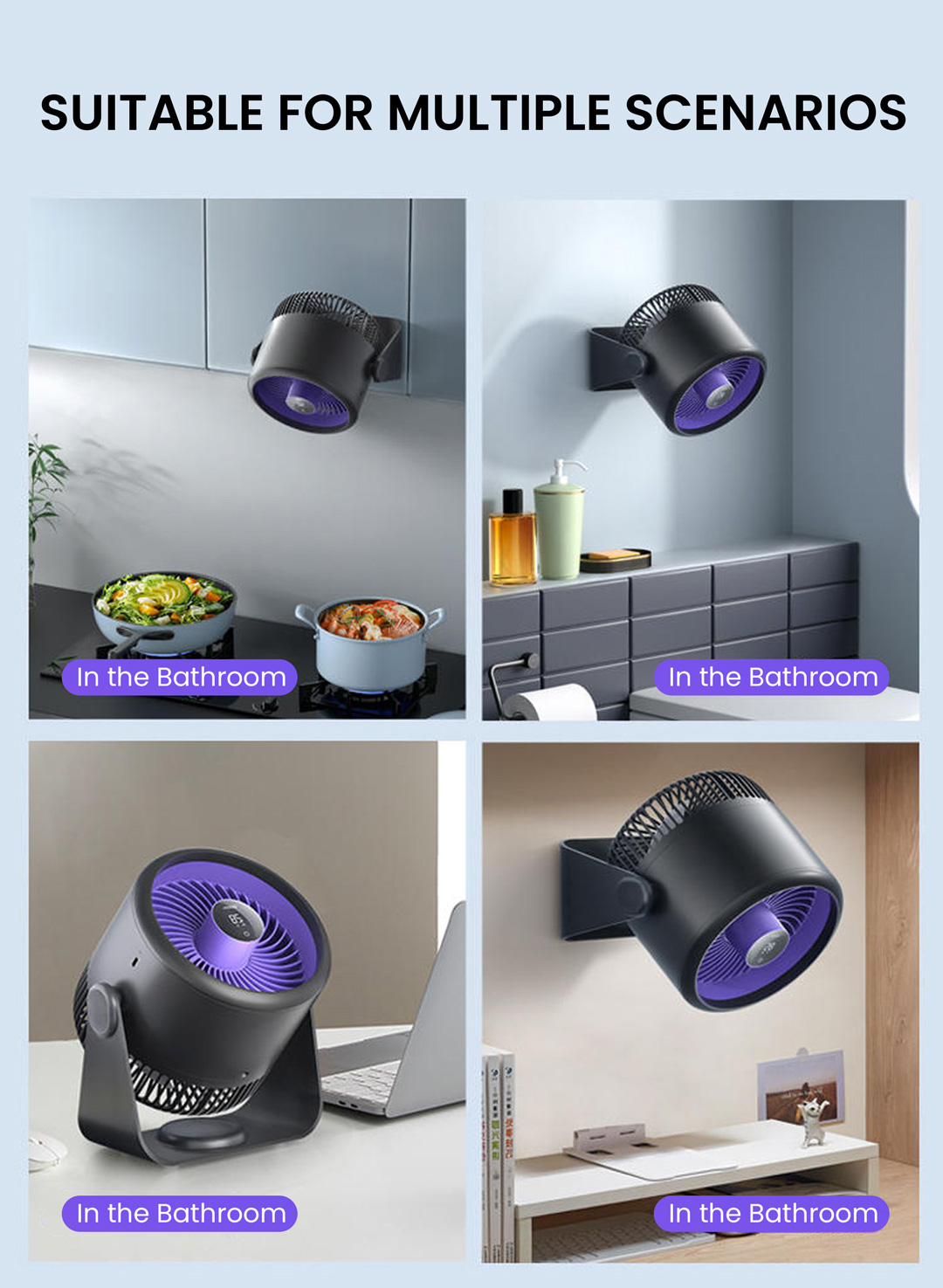 EDON E801 Air Circulation Fan 4.5W Power Wind Power Digital Display ...