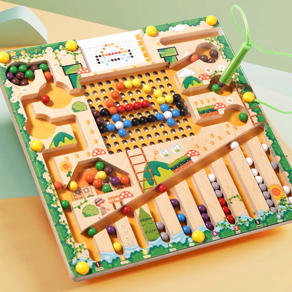 Wooden Magnetic Color and Number Maze Board,,Montessori Fine Motor ...