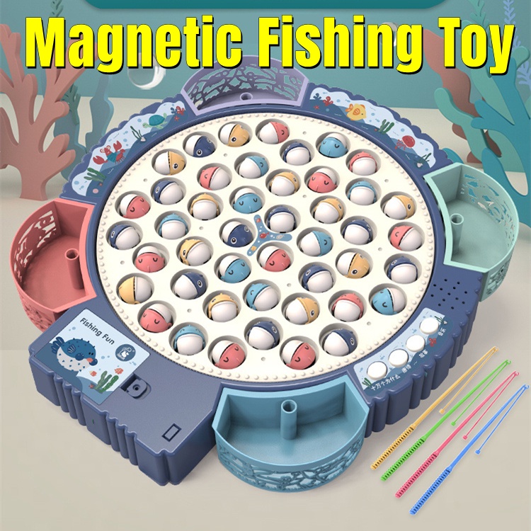 【45 Fish Magnetic Toys】Fishing Toy With Music Early Education Gift ...