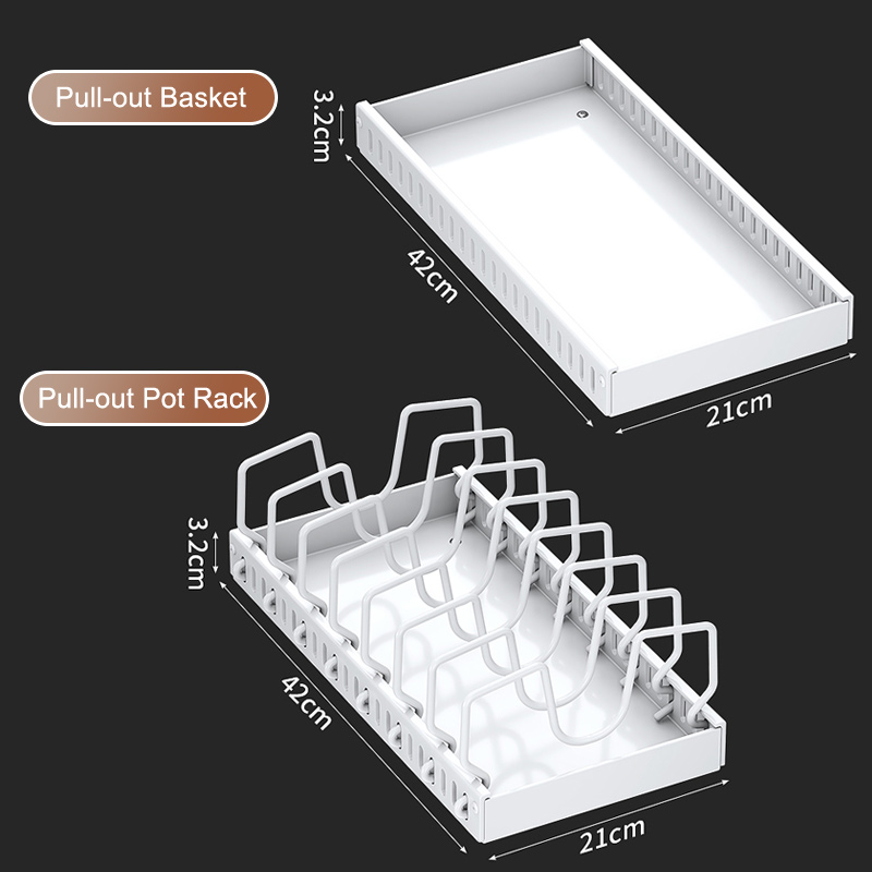 iSPECLE【Adjustable Spacing】Pull out Basket Pot Racks Pot Lid Holder ...