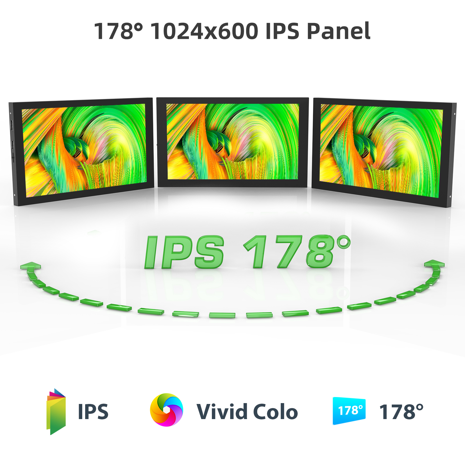 7 inch 1024x600 Portable RasPi Display Screen IPS Monitor 5-Points ...