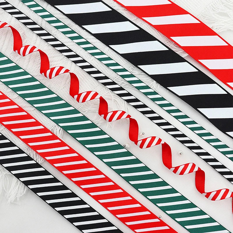 10yards Christmas Ribbon Red Green White Striped Grossgrain Ribbons ...