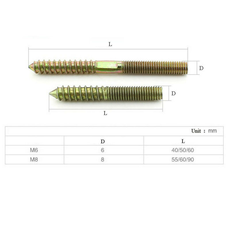 10PCS Hanger Bolt Double Headed Bolt Self-Tapping Screw Wood To Metal - View #3