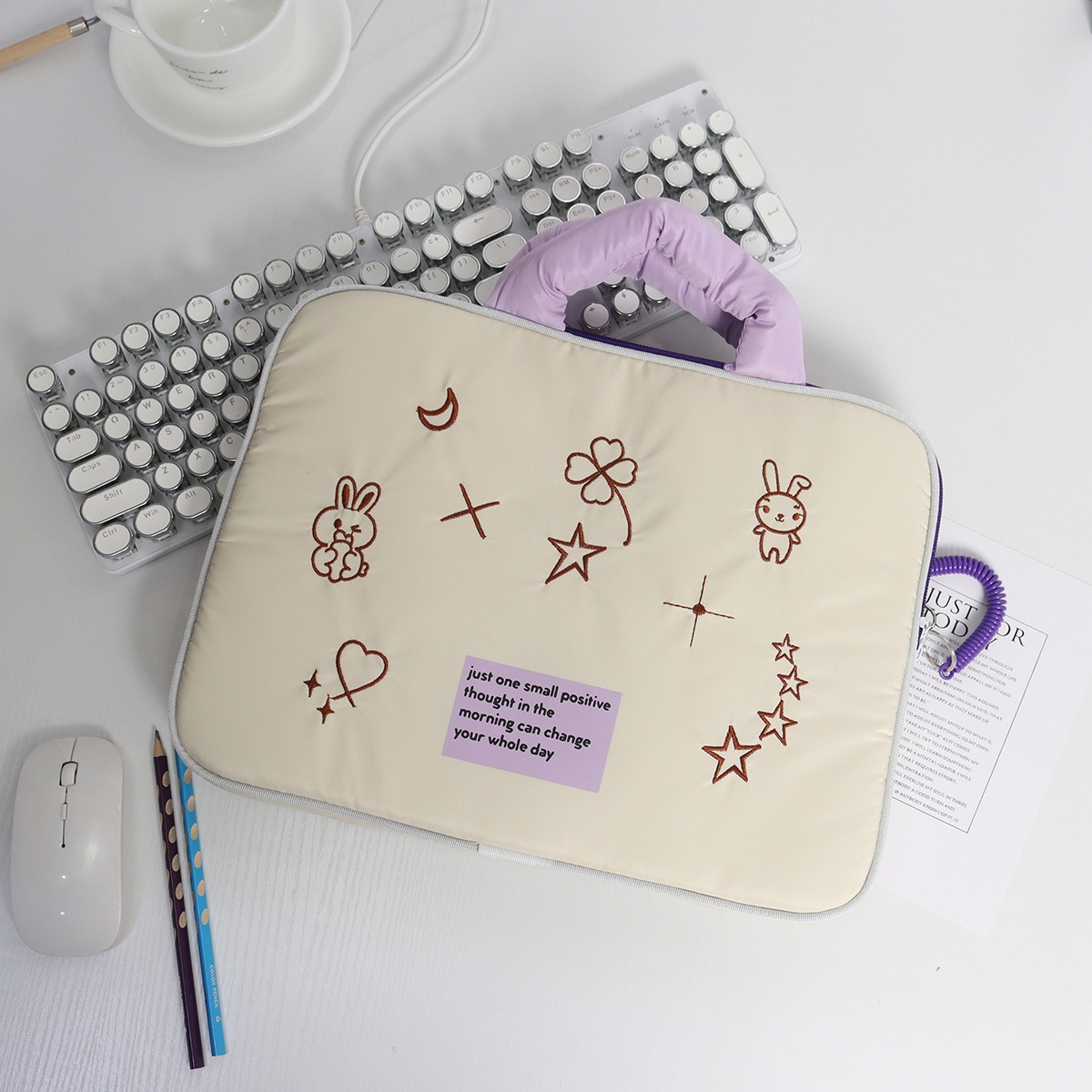 Cute Cartoon Embroidery Laptop Bag Tablet Bag 10/11/13/14/15/15.6 inch ...