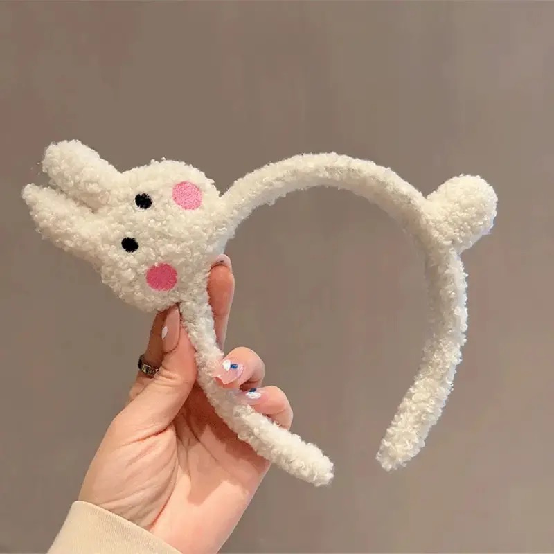 Super Cute Cartoon Cat Rabbit Small Curly Plush Face Wash Headband ...