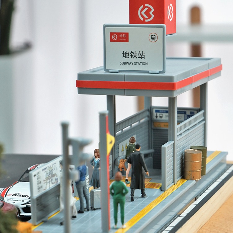 1/64 Subway Station Micro Street Scene Diorama Mini Model KIV Parking ...