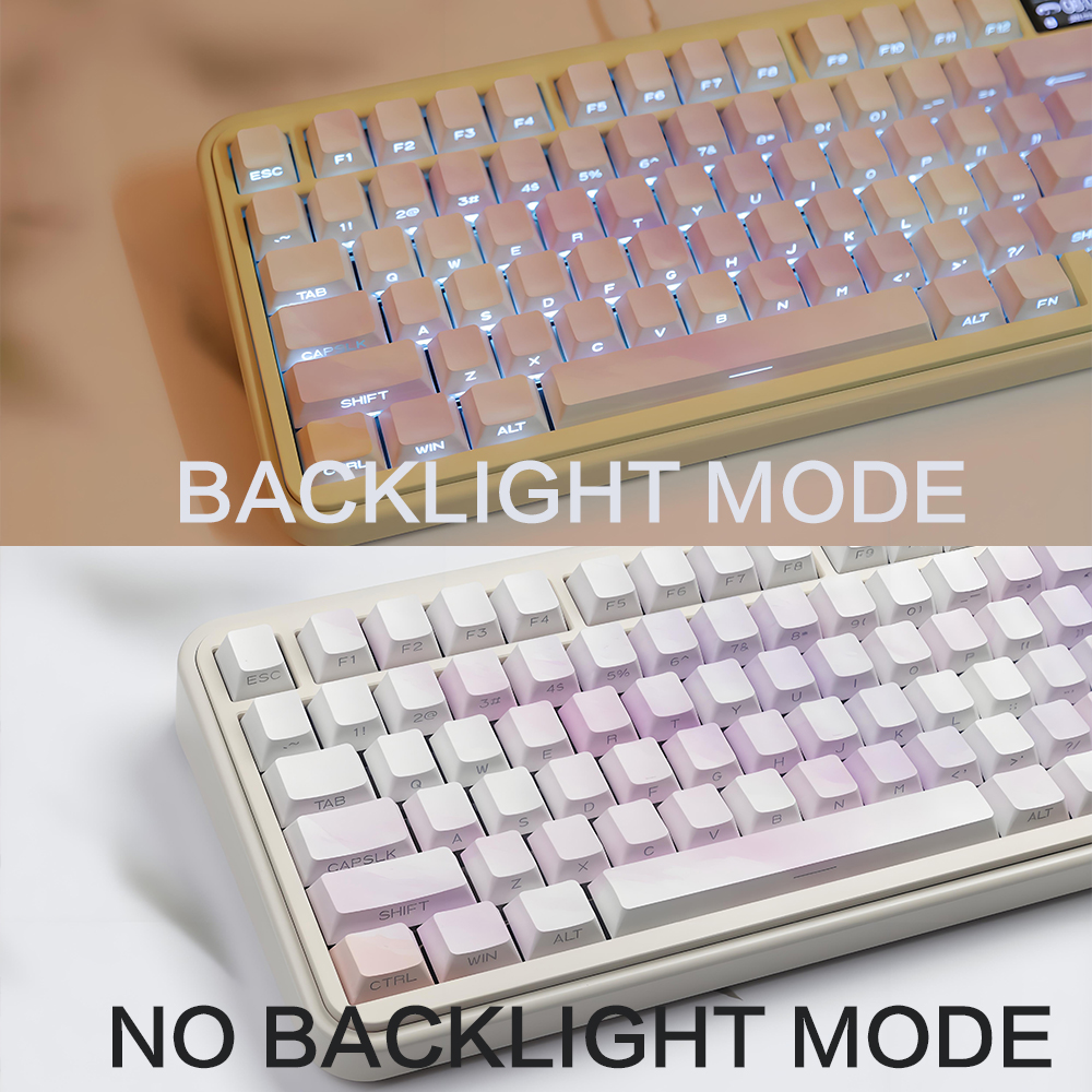 Side Translucent Setting Sun Keycaps/set 131Keys Dye-Sublimation Cherry ...
