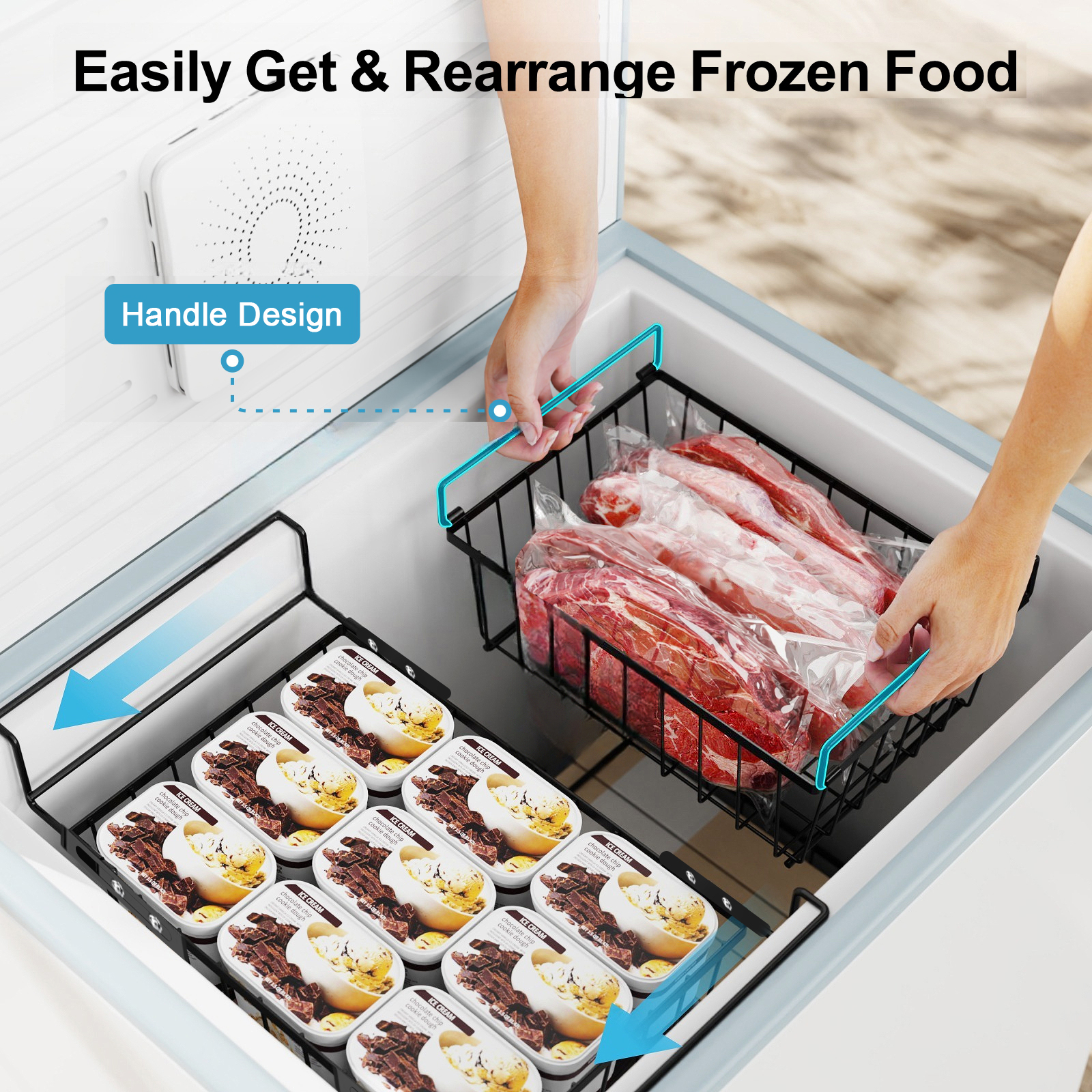 iSPECLE 4/8Pack Stackable Chest Freezer Basket Organizer Divider Fridge ...