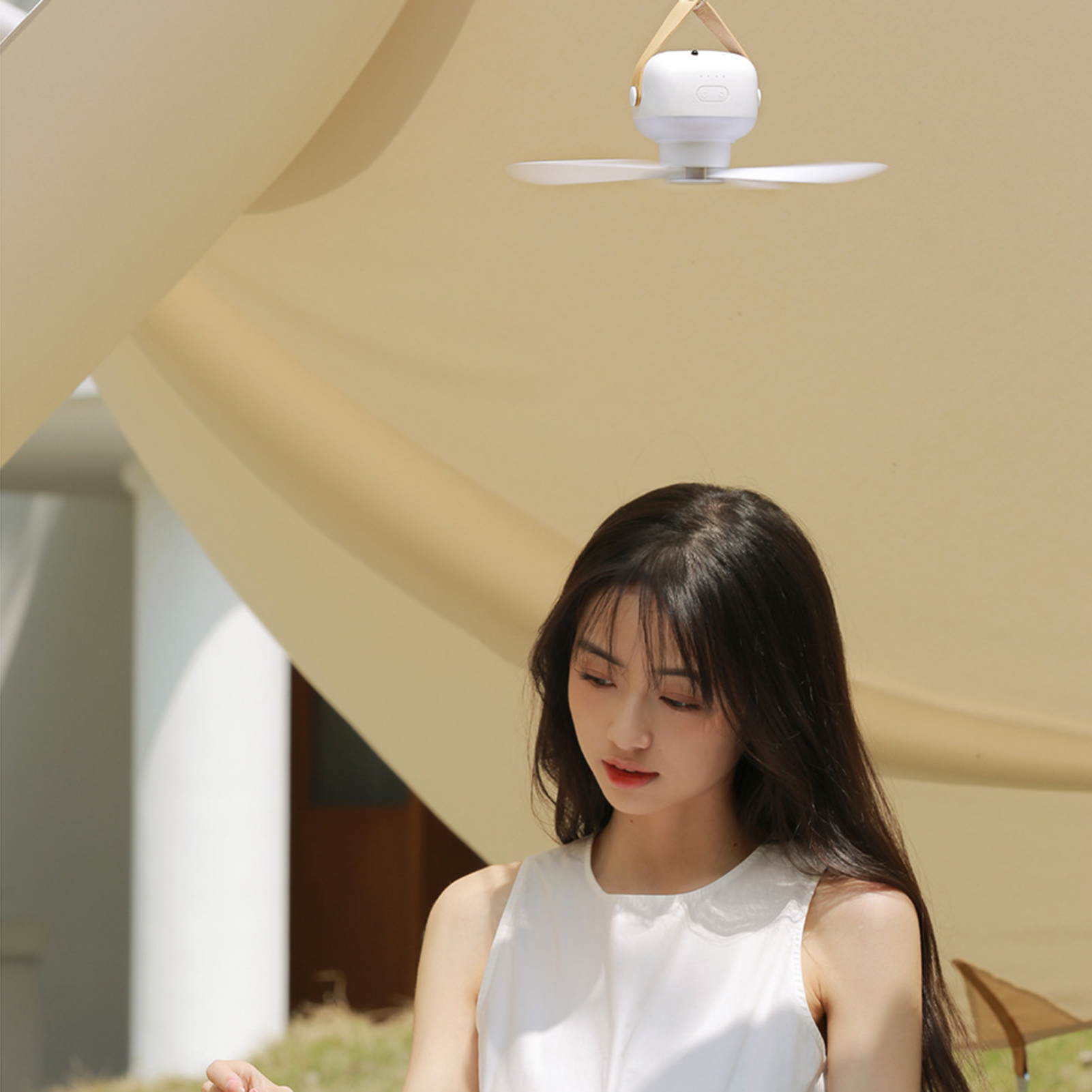 Portable Outdoor Fan Ceiling Fan with LED Light Rechargeable Fan with ...