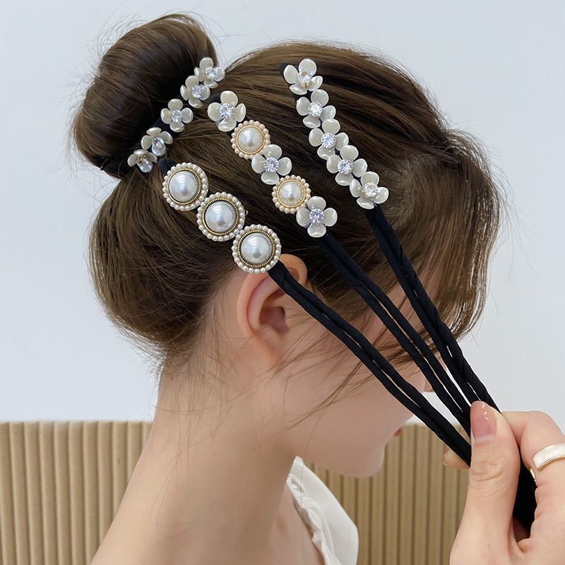 Bow Updo Hair Rope Graceful Lace Flower Hair Bun Maker Female Hair Bun ...