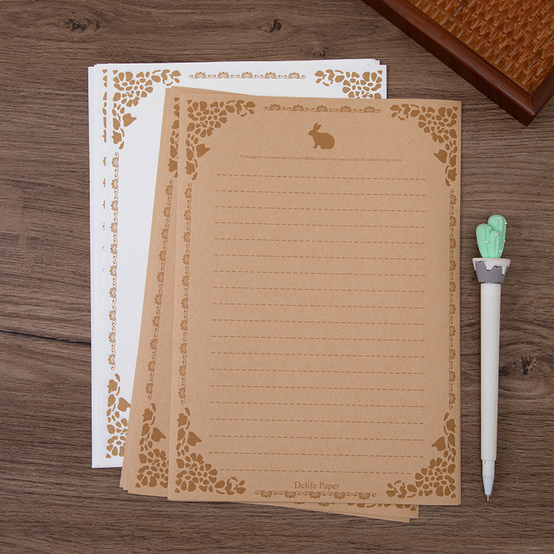 10pcs/set Kawaii Bunny Kraft Paper Letter Pads Retro Writing Paper for ...