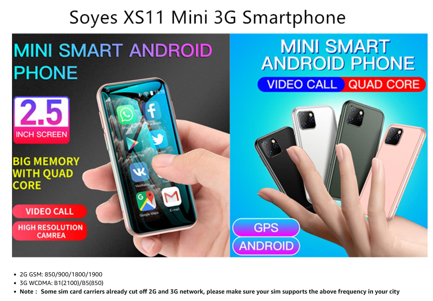 Mini Phone SOYES XS11 for Kid Unlocked 3G Super Small Smartphone