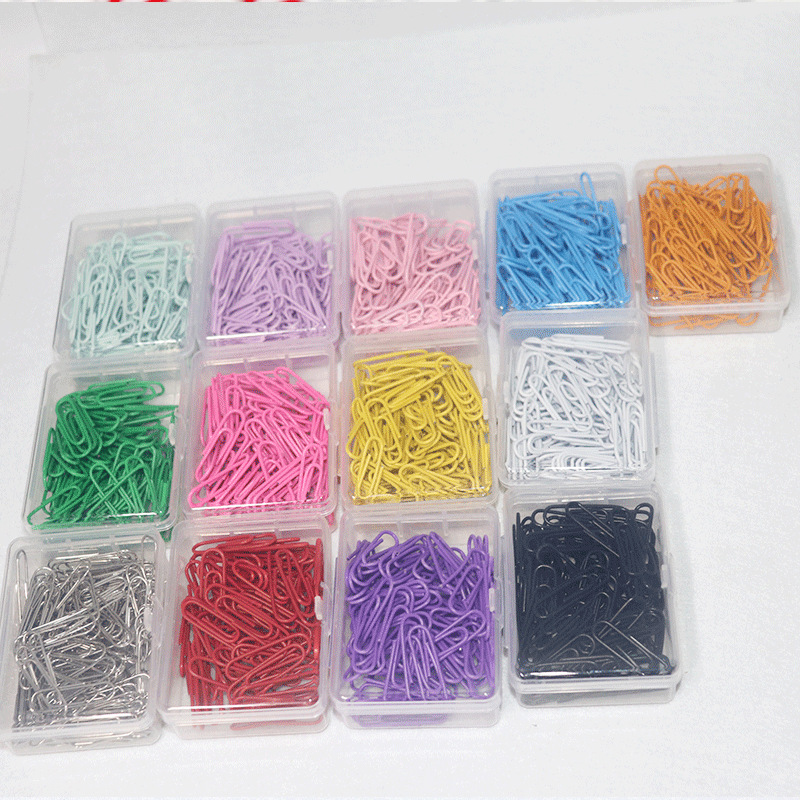 100pcs/box Macaron Color Paper Clips 28mm Metal Round Paper Clip School ...