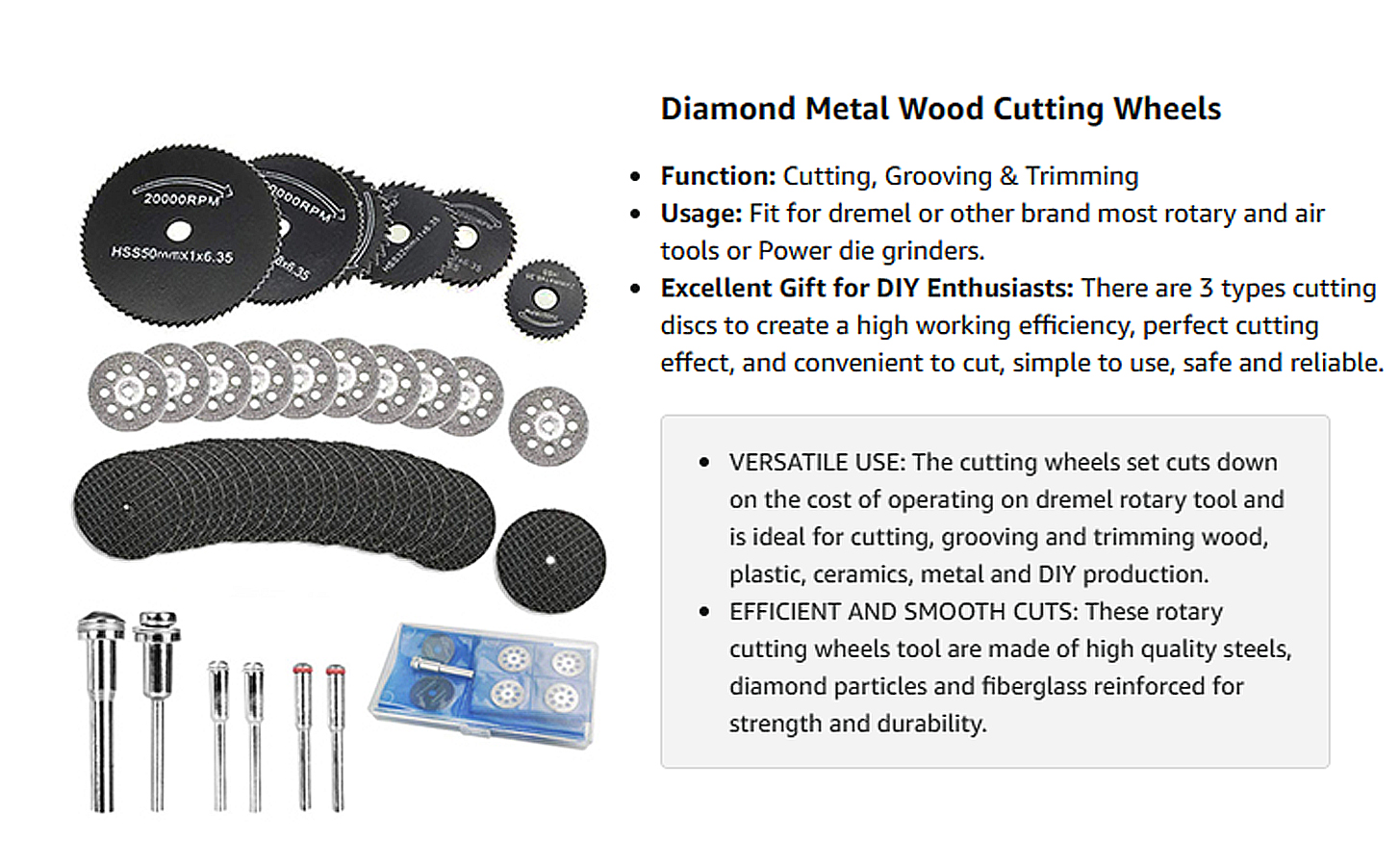 Cutting Wheels for Rotary Tool, Diamond Metal Wood Cutting Wheels and