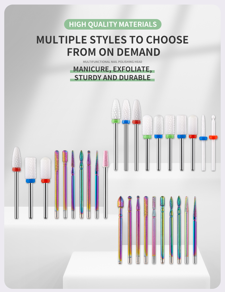 Ceramic Nail Art Drill Bits Set for Manicure Electric Nail Drill Bits