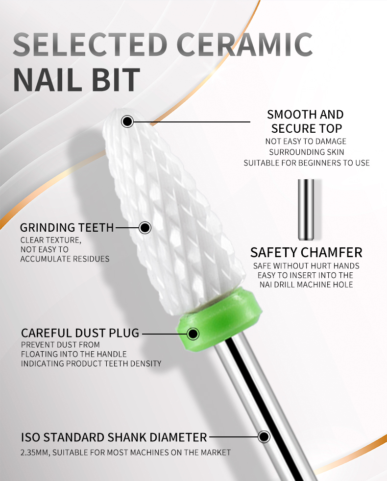 Ceramic Nail Art Drill Bits Set for Manicure Electric Nail Drill Bits