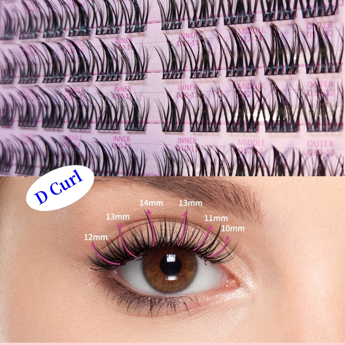 Manga Style Lashes Individual Lashes Cluster D Curl Eyelashes Reusable