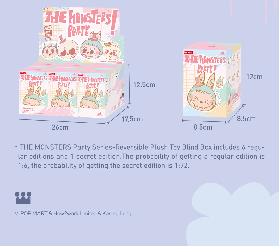 POP MART THE MONSTERS Party SeriesReversible Plush Toy Blind Box（whole