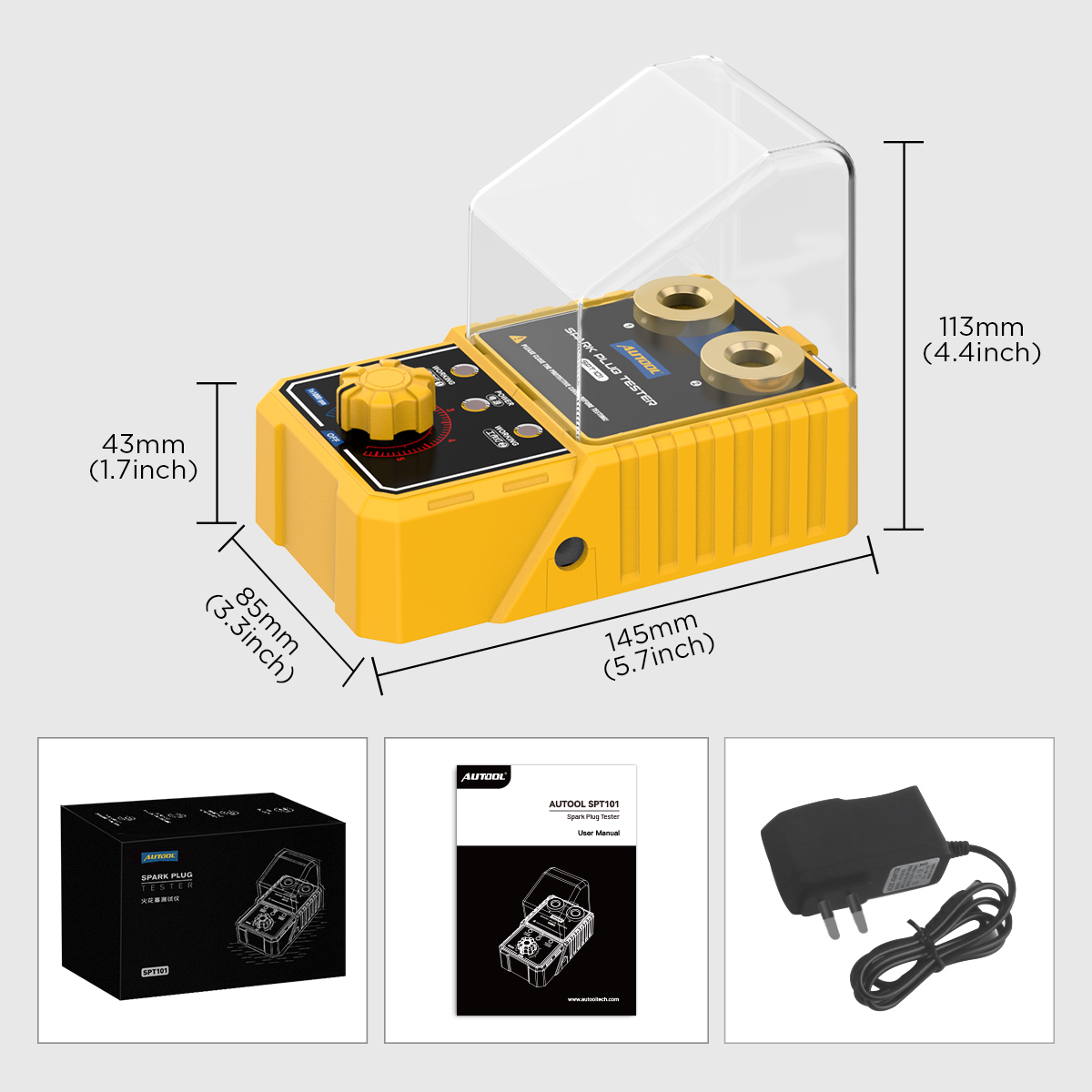 AUTOOL SPT101 spark plug Tester 0-6000 RPM to simulate engine ...