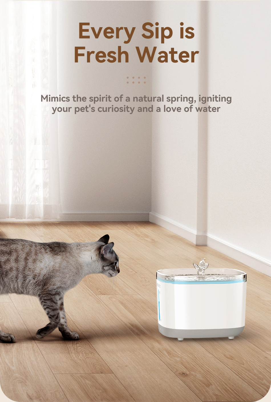 Rojeco Intelligent Cat Water Fountain Pet Dog Water Feeder Wireless